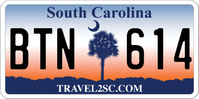 SC license plate BTN614