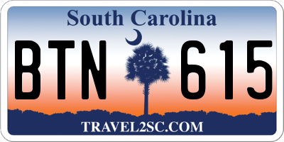 SC license plate BTN615
