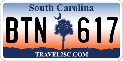 SC license plate BTN617