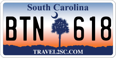 SC license plate BTN618