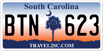SC license plate BTN623
