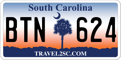 SC license plate BTN624