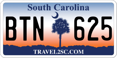 SC license plate BTN625