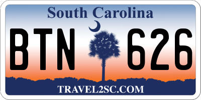 SC license plate BTN626