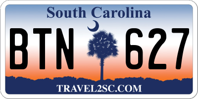 SC license plate BTN627