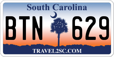 SC license plate BTN629