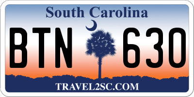 SC license plate BTN630