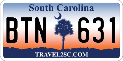 SC license plate BTN631