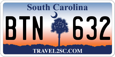 SC license plate BTN632