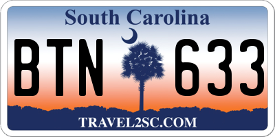 SC license plate BTN633