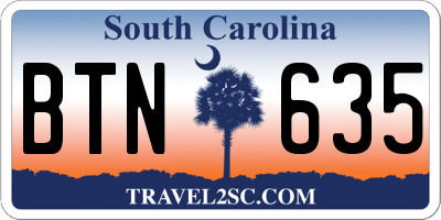 SC license plate BTN635