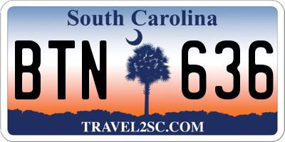 SC license plate BTN636