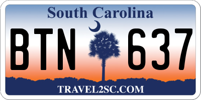 SC license plate BTN637
