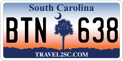 SC license plate BTN638