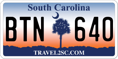 SC license plate BTN640