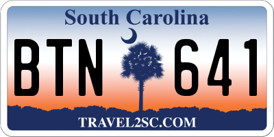 SC license plate BTN641