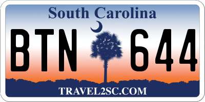 SC license plate BTN644