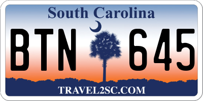 SC license plate BTN645