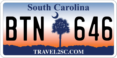 SC license plate BTN646