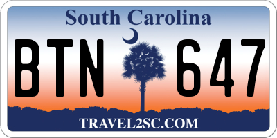 SC license plate BTN647