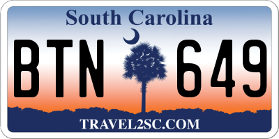 SC license plate BTN649