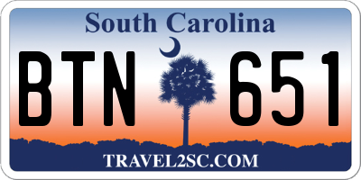 SC license plate BTN651