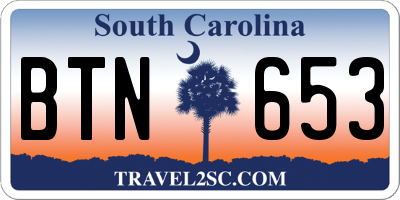 SC license plate BTN653