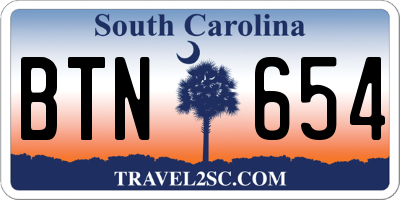 SC license plate BTN654