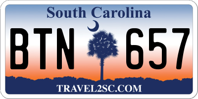 SC license plate BTN657