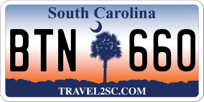 SC license plate BTN660