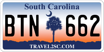SC license plate BTN662