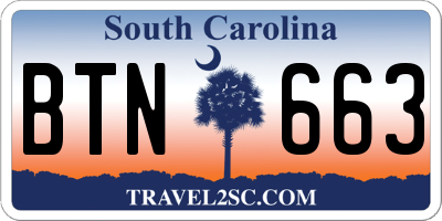 SC license plate BTN663