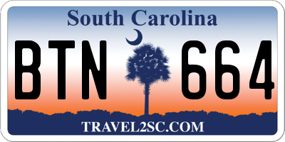 SC license plate BTN664