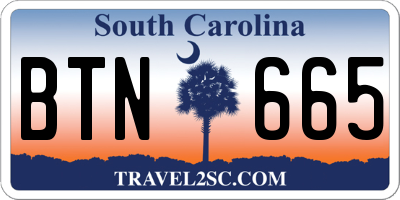 SC license plate BTN665