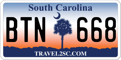 SC license plate BTN668