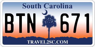 SC license plate BTN671
