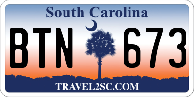SC license plate BTN673
