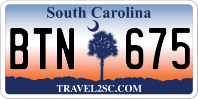 SC license plate BTN675