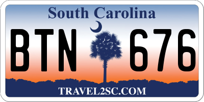 SC license plate BTN676