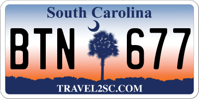 SC license plate BTN677