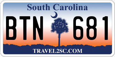 SC license plate BTN681