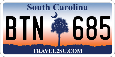 SC license plate BTN685