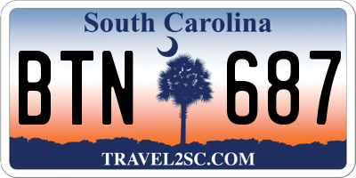 SC license plate BTN687