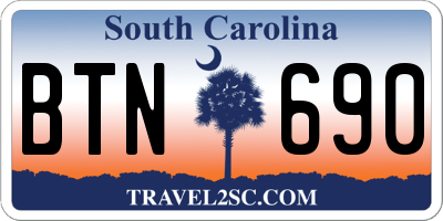 SC license plate BTN690