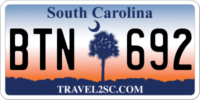 SC license plate BTN692