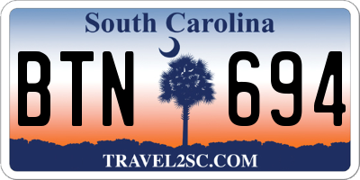 SC license plate BTN694