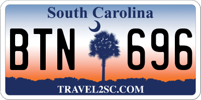 SC license plate BTN696