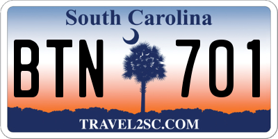 SC license plate BTN701