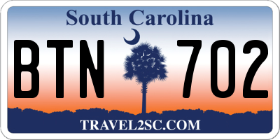SC license plate BTN702