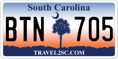 SC license plate BTN705